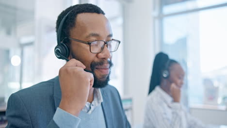 smile, customer service and a black man consultant