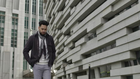 Concept-of-handsome-middle-age-man-thoughtfully-walks-in-downtown-business-district-stare-into-the-ground