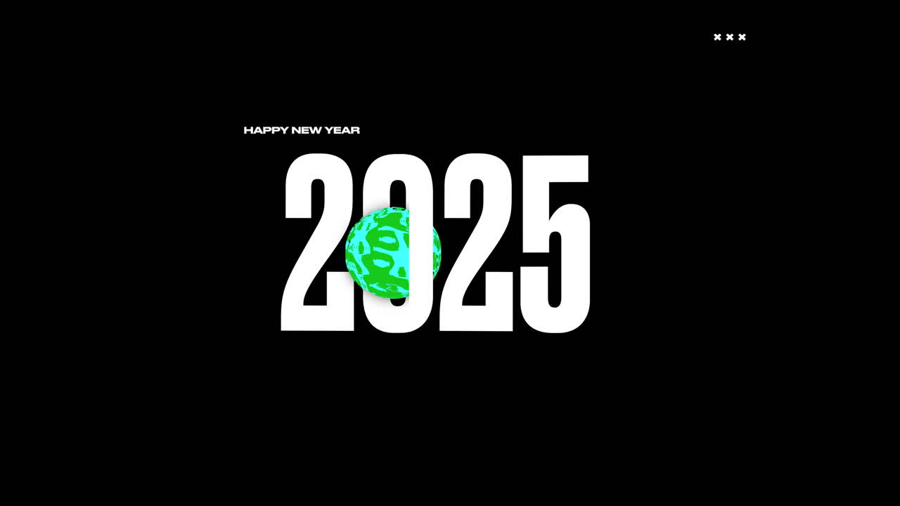 feliz año nuevo 2025 texto animación gráfica