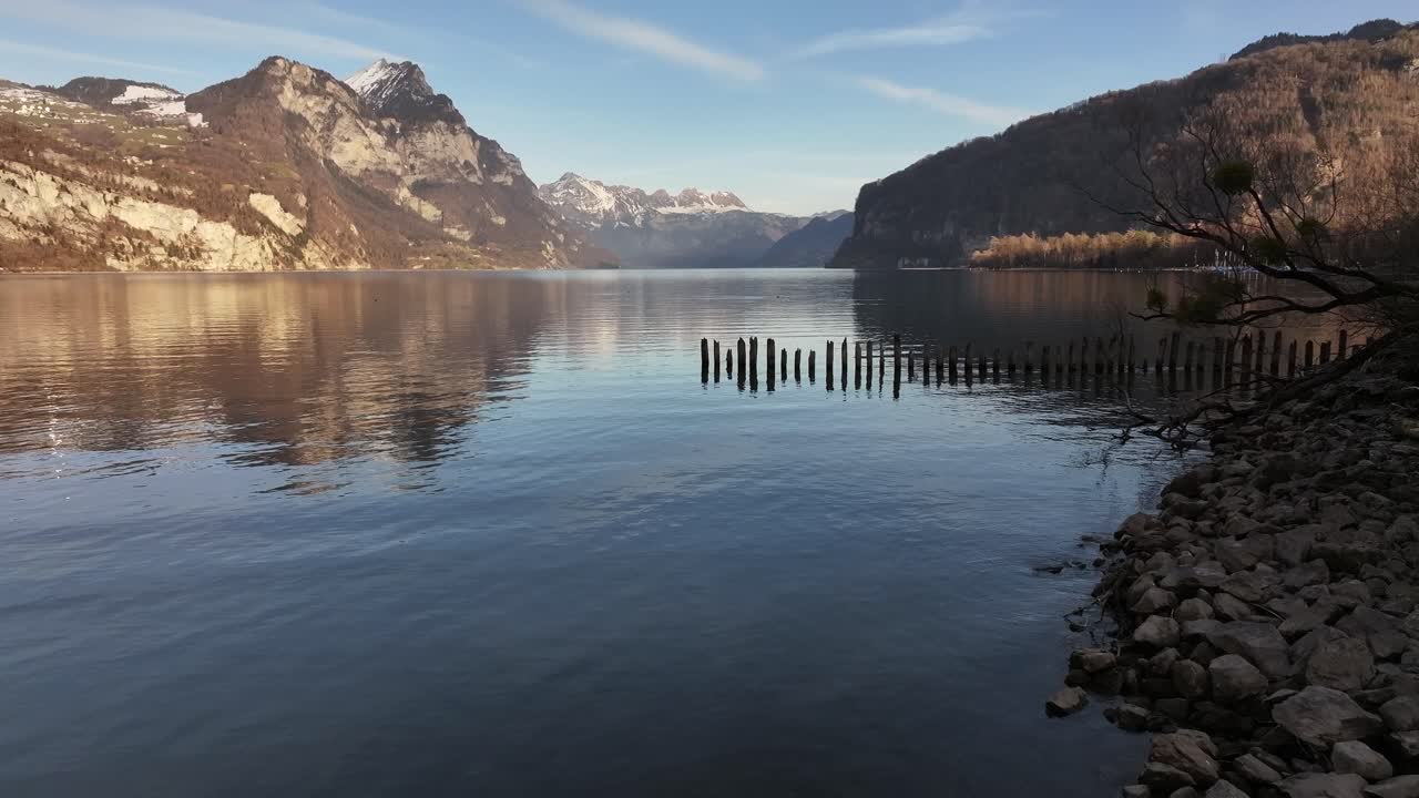 Walensee, Switzerland beautiful view of crystal-clear lake waters, breathtaking mountain scenery and peaceful natural landscapes.