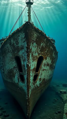 rusty underwater shipwreck