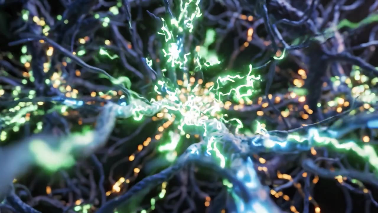 Exploring the Complex Interconnections of Neurons: A Visual Journey Through the Vibrant Neural Network and Its Dynamic Electrical Activity
