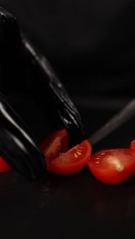 slicing cherry tomatoes