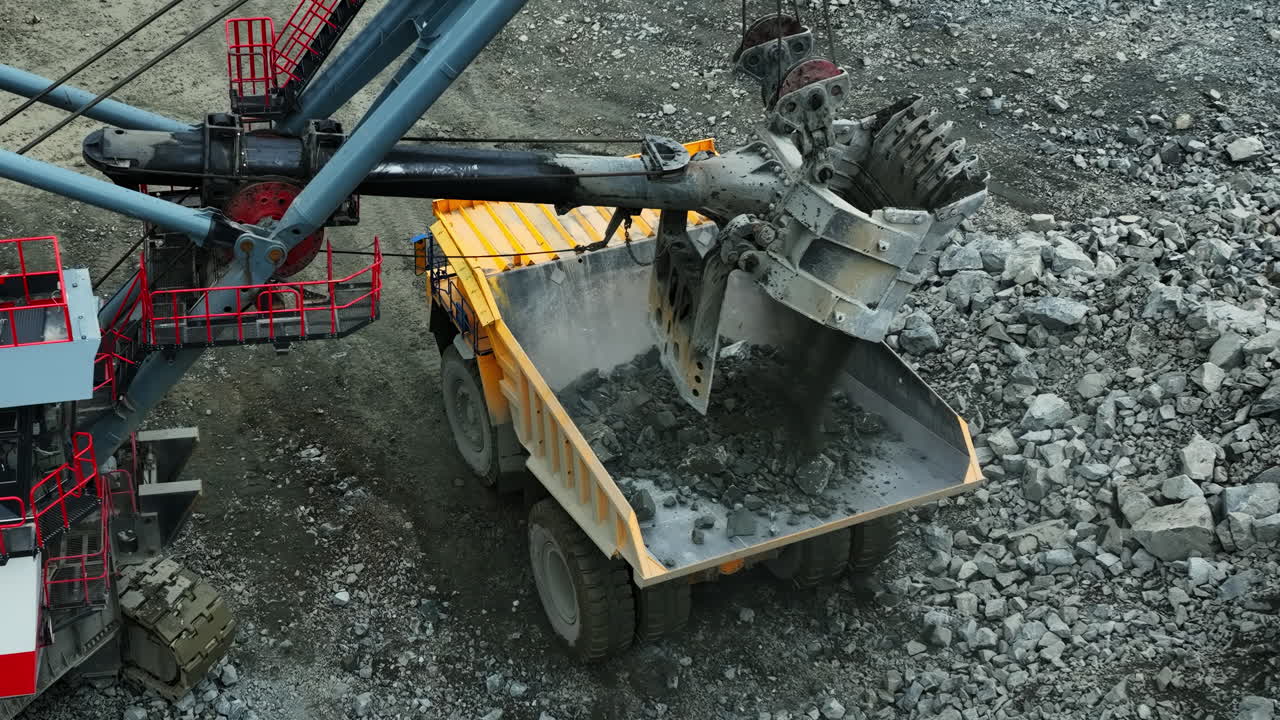 Mining operation: loading haul truck