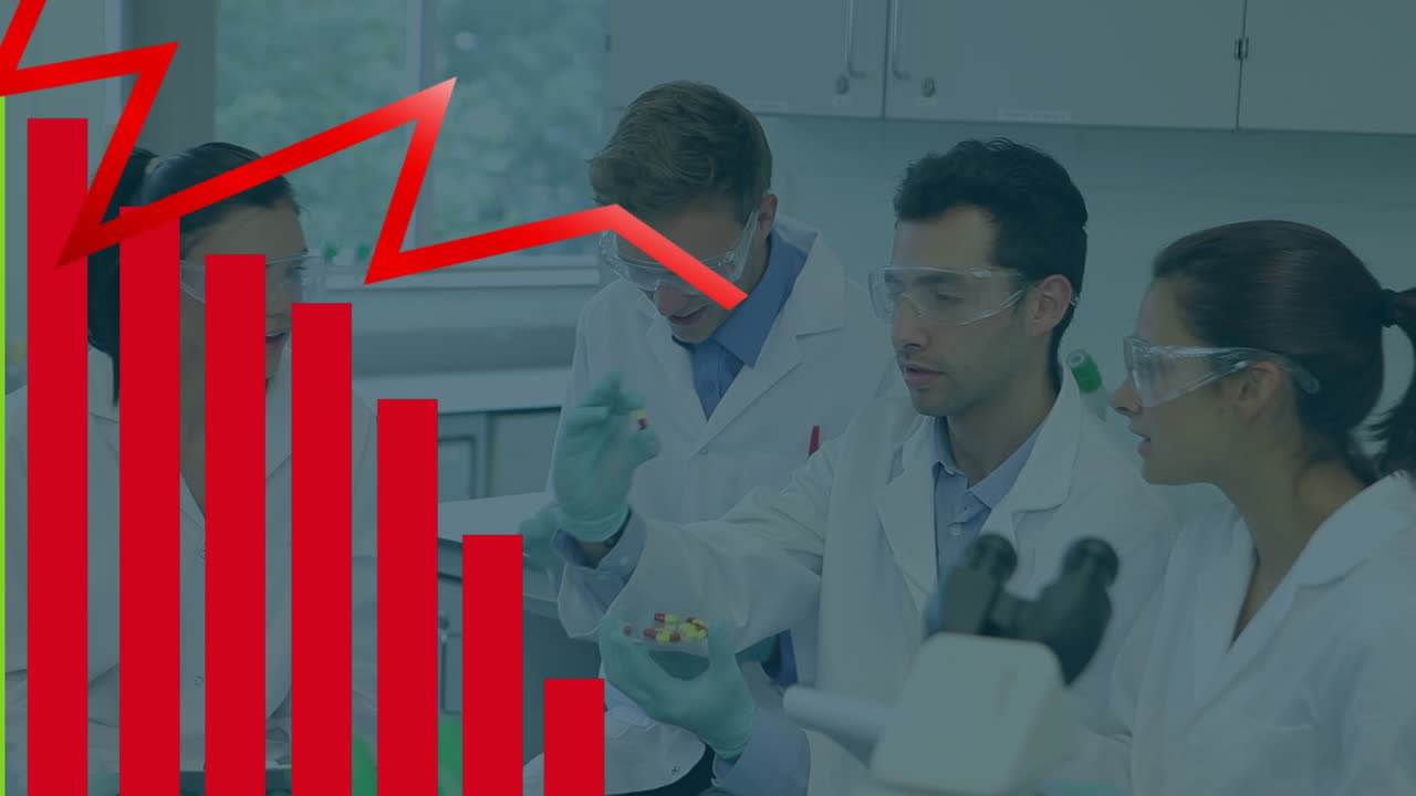 다양한 여성과 남성 실험실 직원에 대한 그래프의 애니메이션