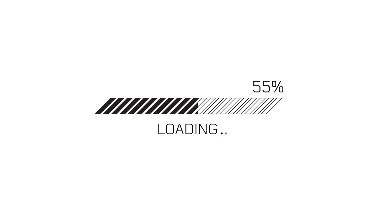 Digital Loading Bar Animation with Percentage on White Background