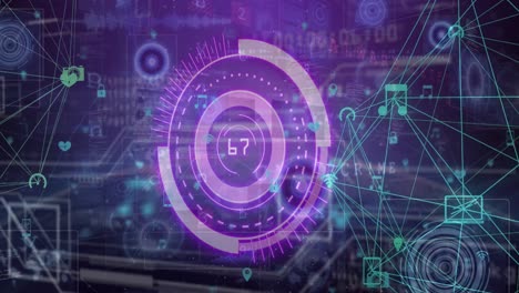 Animation-of-numbers-changing,-scopes-scanning-and-data-processing