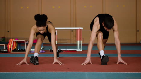 athletes warming up