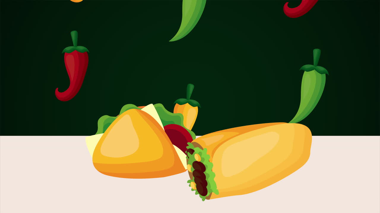 celebración mexicana con comida y chiles