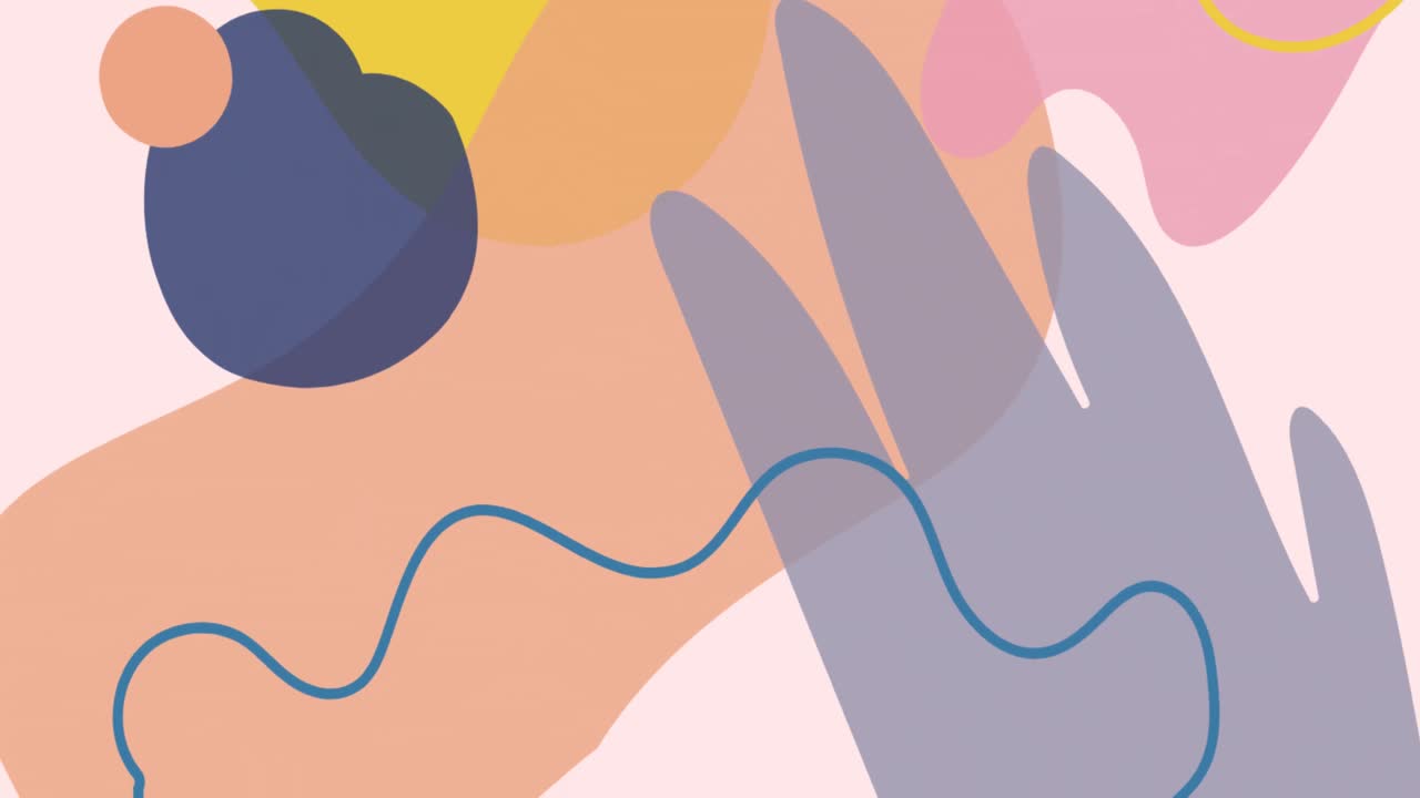 밝은 분홍색 배경에 움직이는 파스텔 색의 추상적인 모양의 애니메이션