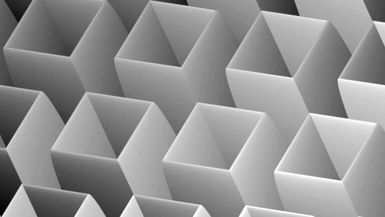 el cubo blanco estructura el fondo del negocio del bucle de animación de video 4k.
