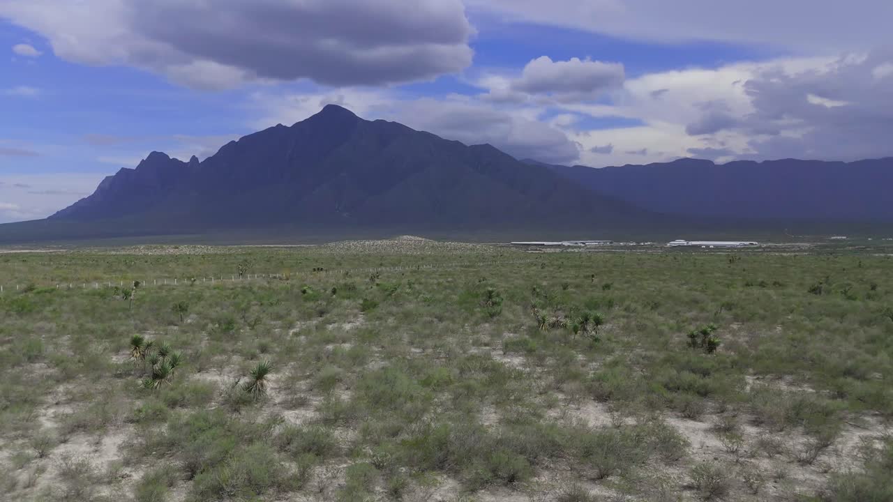 Mountain in the middle of the desert with iconic landscapes and cactus everywhere, very remote desert area 4k 60fps