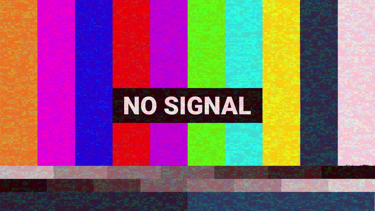 Distorted No Signal Screen with Colorful Test Pattern