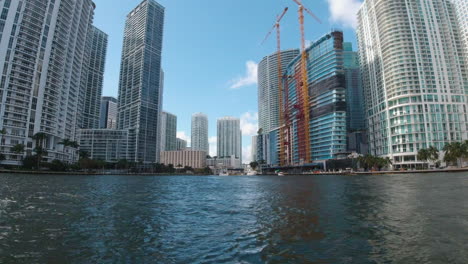 construction cranes along the coastal waterways near miami florida