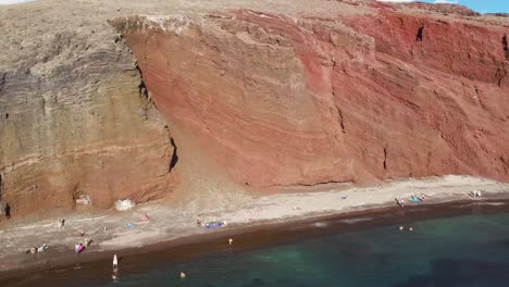 4k drone aerial view of a beautiful red beach