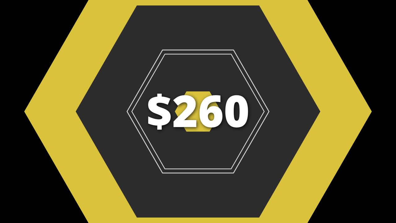 A dynamic price graphic showcases $260 in a stylish modern digital format emphasizing clarity and visual appeal