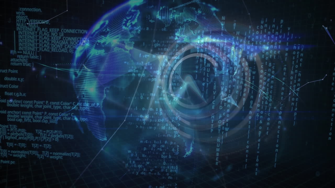 animación de reloj en movimiento y procesamiento de datos diversos