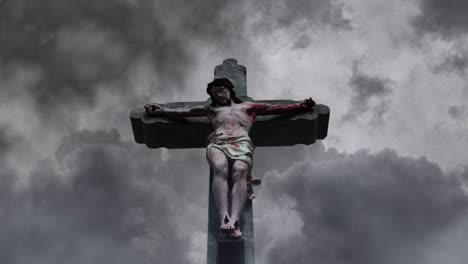 jesus crucified against a stormy background