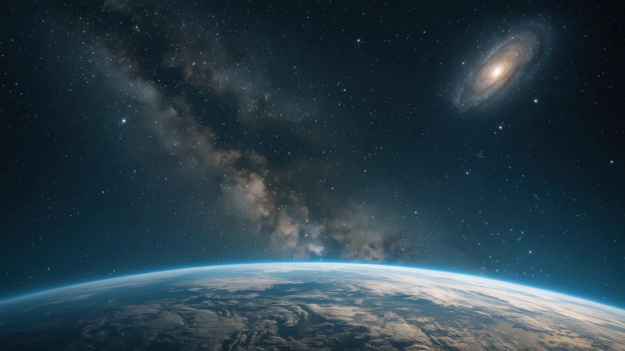A breathtaking wide-angle view of Earth from space, showcasing the galaxy