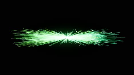 Visual-effects,-VFX,-pulsing-green-rays-on-black-background-3D-animation