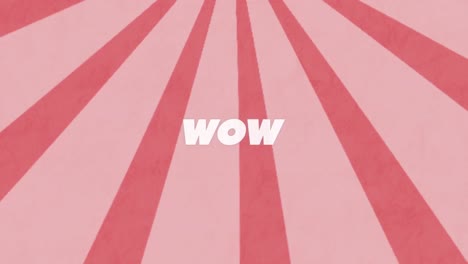 animación del texto wow en rayas giratorias rosadas