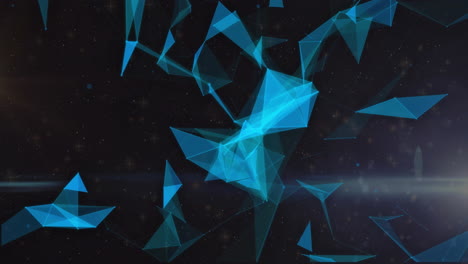 animación de estructuras de red 3d azules brillantes que se mueven sobre un fondo oscuro