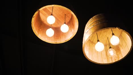 barrel lights as decorative fixture on the ceiling