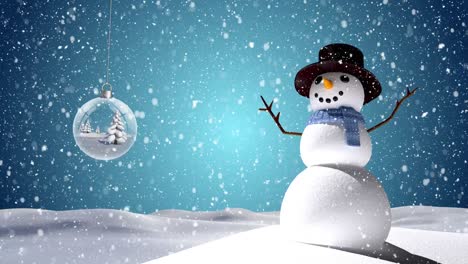 Animation-Einer-Winterlandschaft-Mit-Schneemann