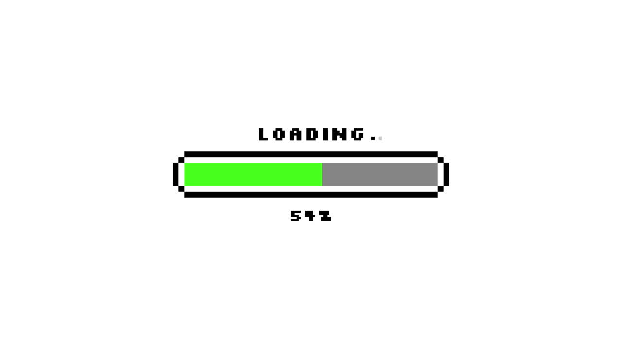 Pixel Art Loading Bar Animation with Percentage Progress