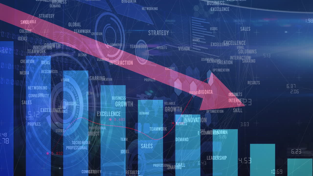 animación de la flecha roja con procesamiento de estadísticas sobre escaneos de alcance