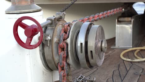 releasing the anchor of a yacht