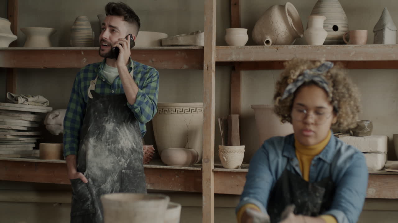 Potters in a workshop