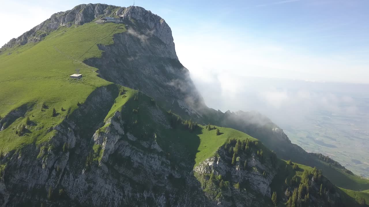 Flying Over Mountain in Switzerland Interlaken 4k