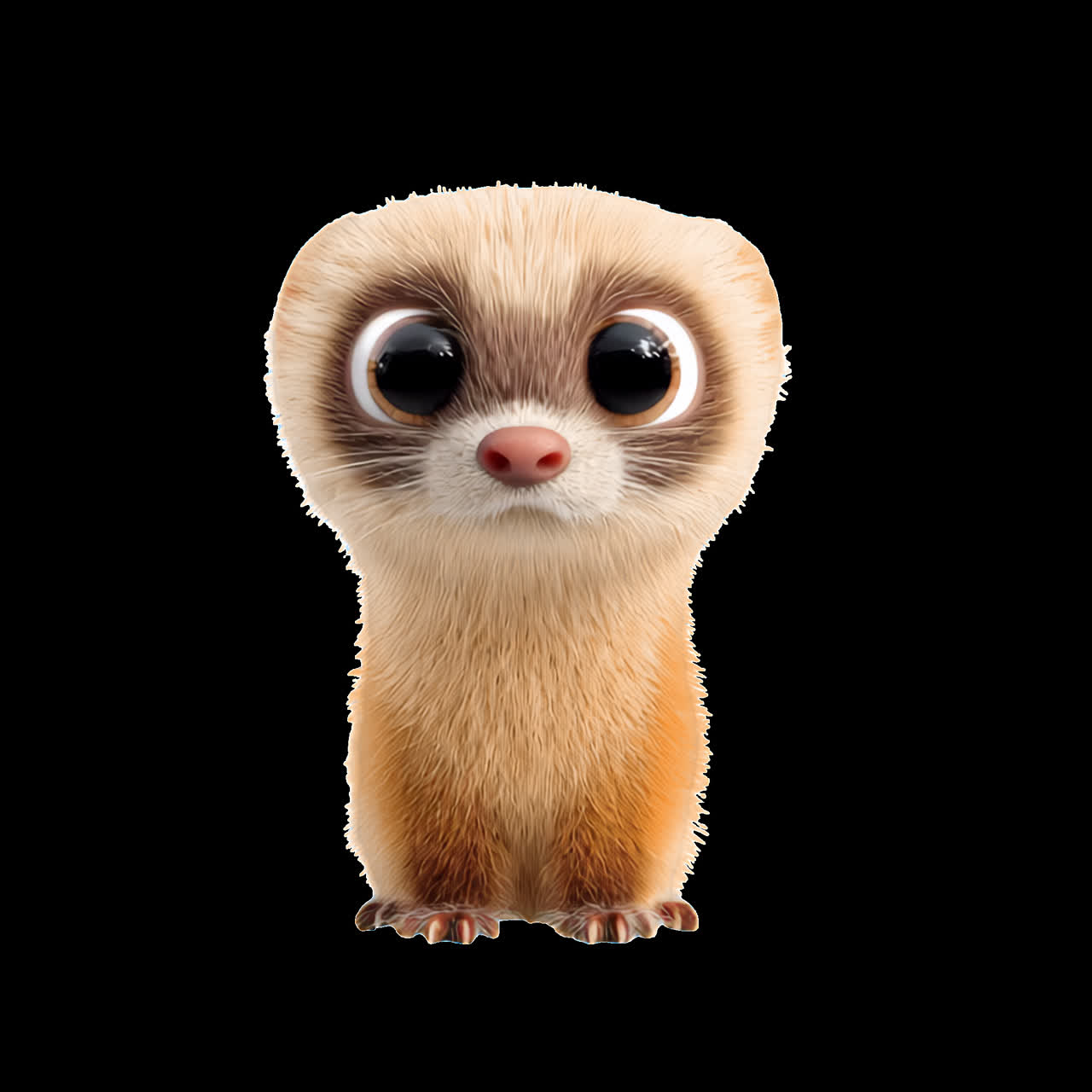 Cute cartoon ferret illustration animation isolated asset, transparent 4K video, alpha channel