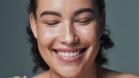 a woman smiling