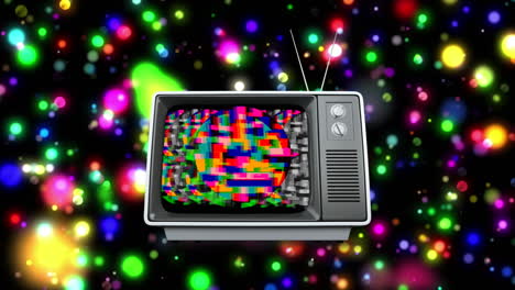 la televisión y el bokeh colorido viejo