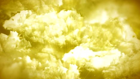 fantasy landscape on cloudy sky, white smoke animation, loop background,