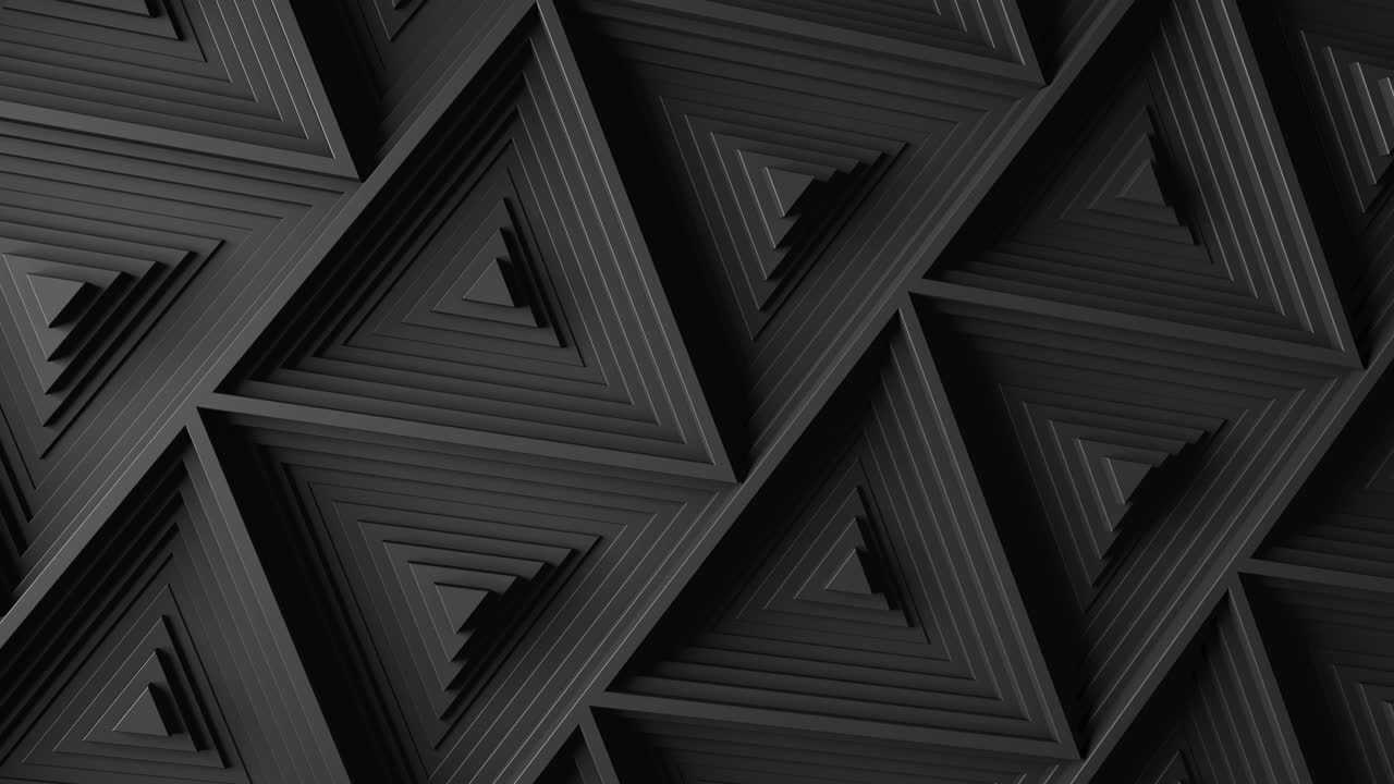 черный минимализм. мозаичная поверхность с движущимися черными треугольниками. абстрактный геометрический фон. ячейки. волна. циклическая анимация. 4k. 3d