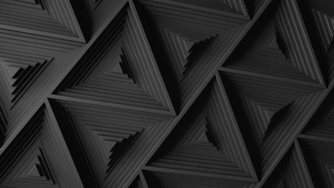 minimalismo negro. una superficie de mosaico con triángulos negros en movimiento. fondo geométrico abstracto. células. onda. animación en bucle. 4k. 3d