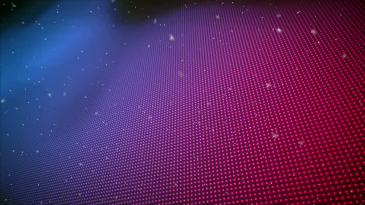 animación de nieve cayendo sobre filas de manchas brillantes de fondo