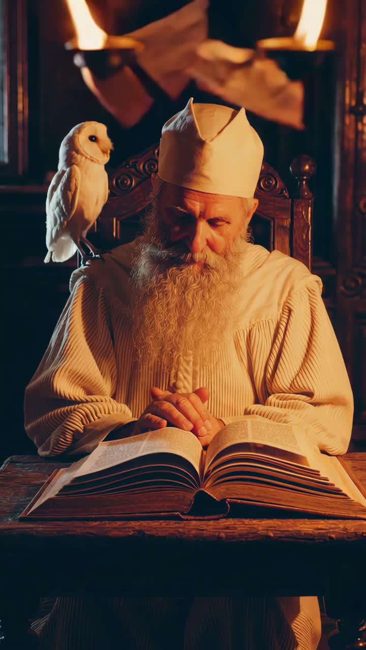el anciano erudito con el búho