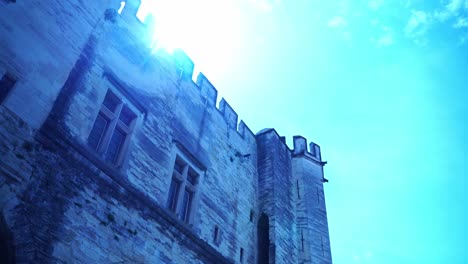 large historic stone monastery castle in france in sunshine