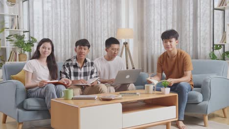 students studying together at home