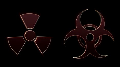 nuclear and biohazard danger symbols, animation, with alpha channel, loop