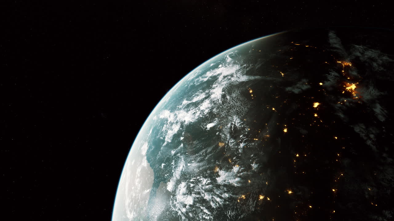 vista nocturna de la tierra desde el espacio