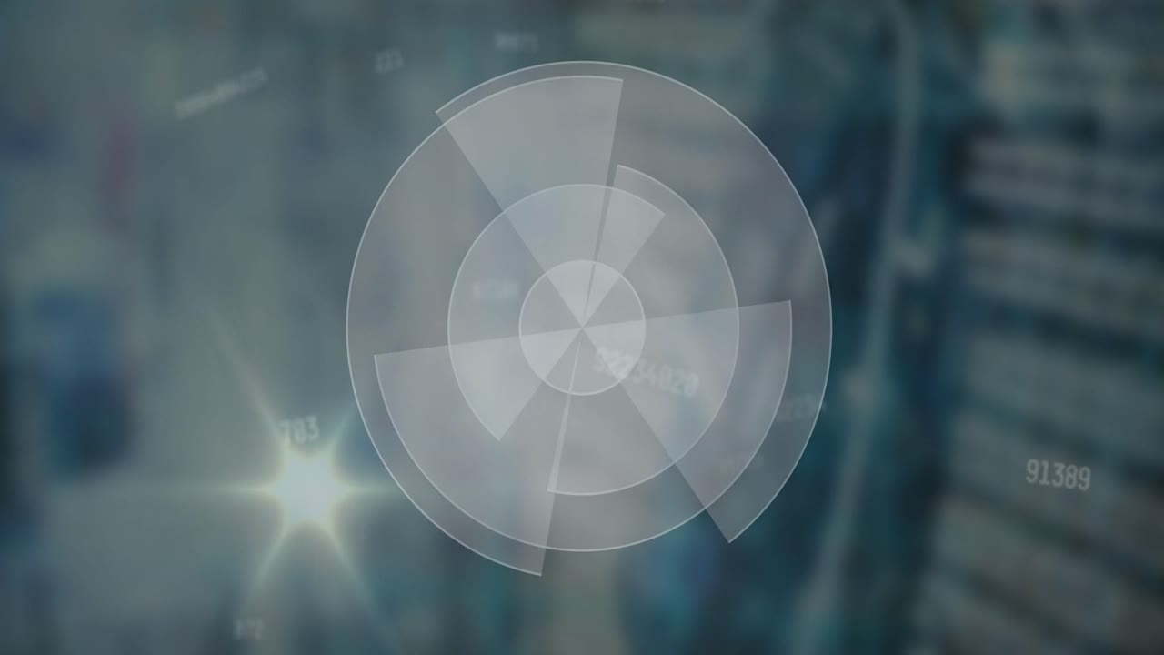 animación de escaneo de alcance y números que cambian a través del servidor de computadora