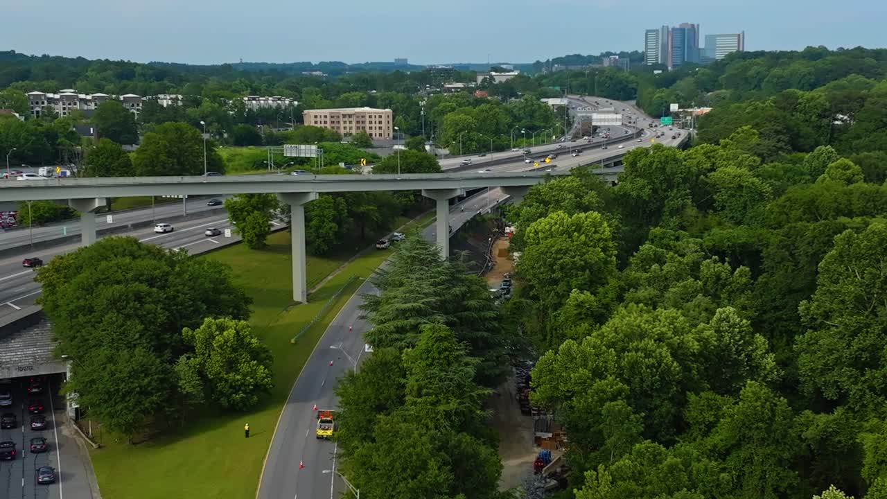 Highways And Roads In Atlanta, Georgia - Drone Shot