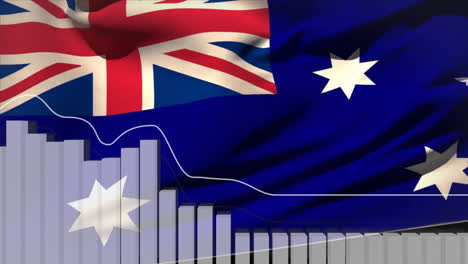 Animation-of-financial-data-processing-over-flag-of-australia