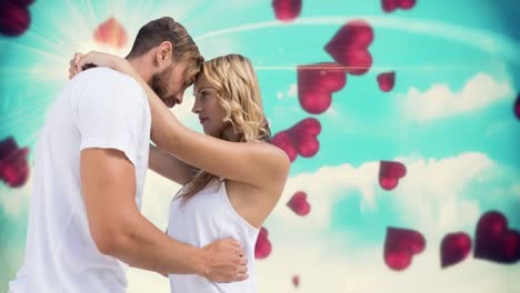 una pareja atractiva que se abrazan