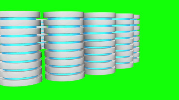 Futuristisk serverdisk og databaseblok eller battericelle. Webhosting- eller cloud computing-koncept